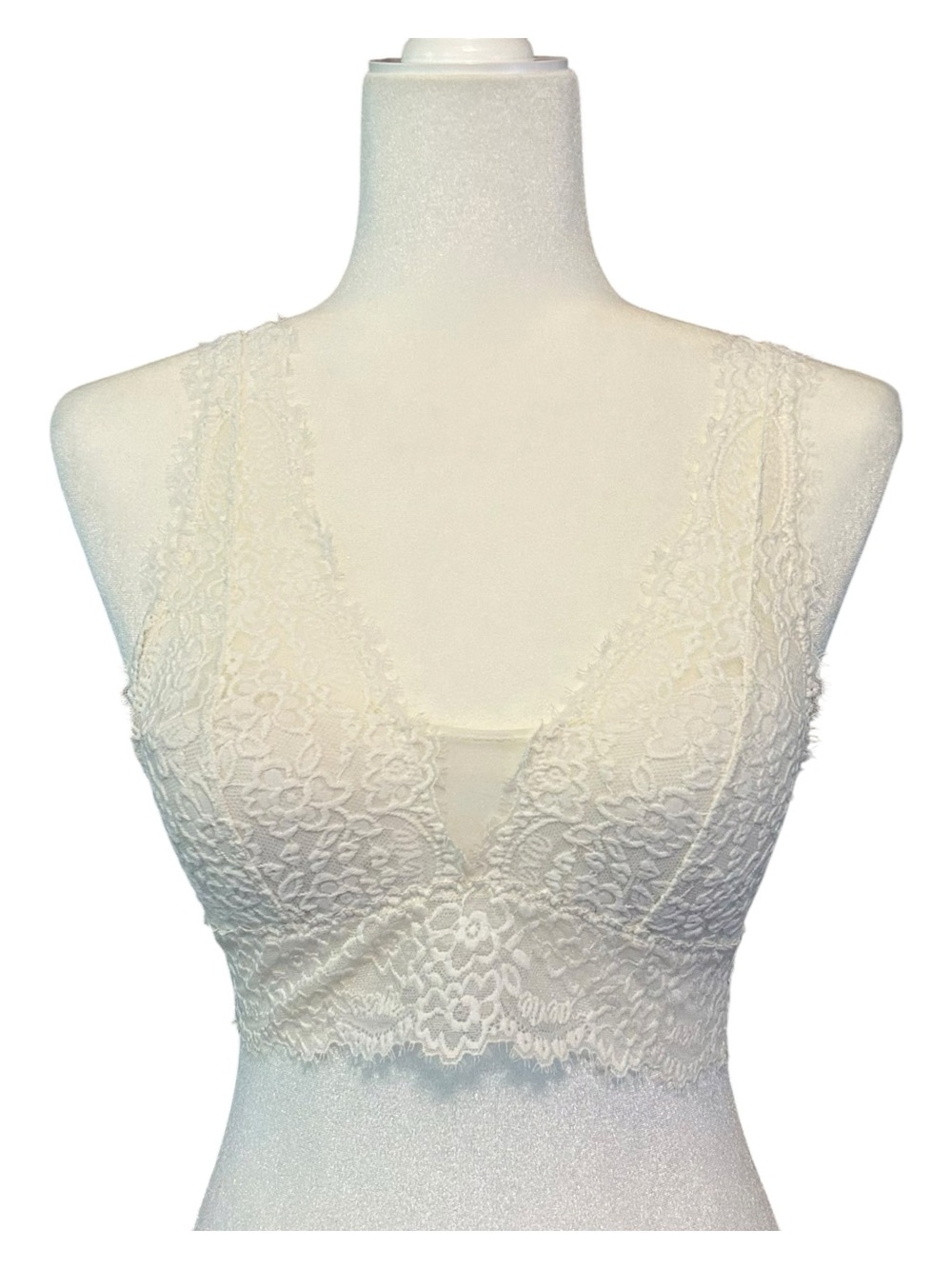 Aerie Lace V-neck Lightweight Bralette Women’s SZ Small in White